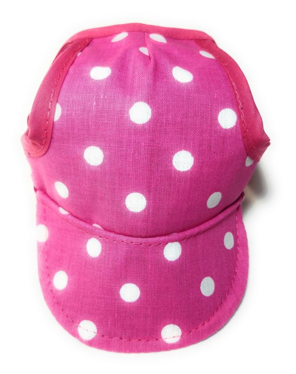 Pink Polka Dot Dog Hat Front View