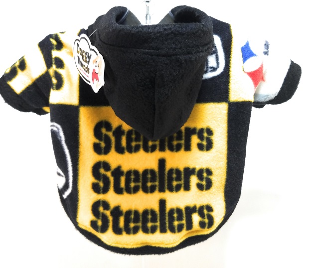 Dog Hoodie - Pittsburgh Steelers Sports Fleece Fabric - Doggy Threads